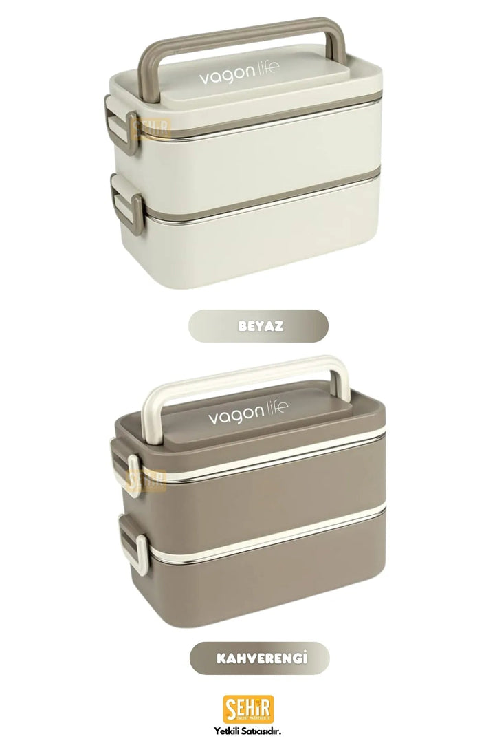 2000ml Lunchbox 2 Katlı 3 Bölmeli Mini Kaseli Yemek Kutusu - Şehir Online Mağazacılık