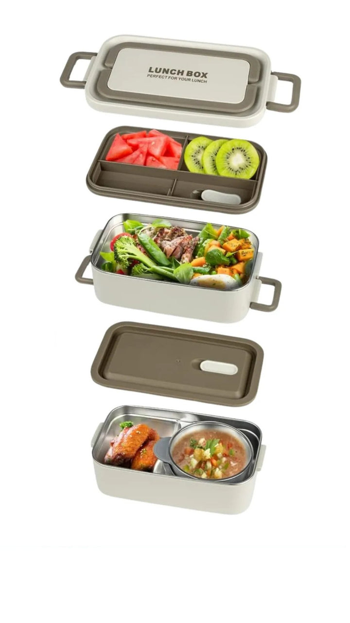 2000ml Lunchbox 2 Katlı 3 Bölmeli Mini Kaseli Yemek Kutusu - Şehir Online Mağazacılık