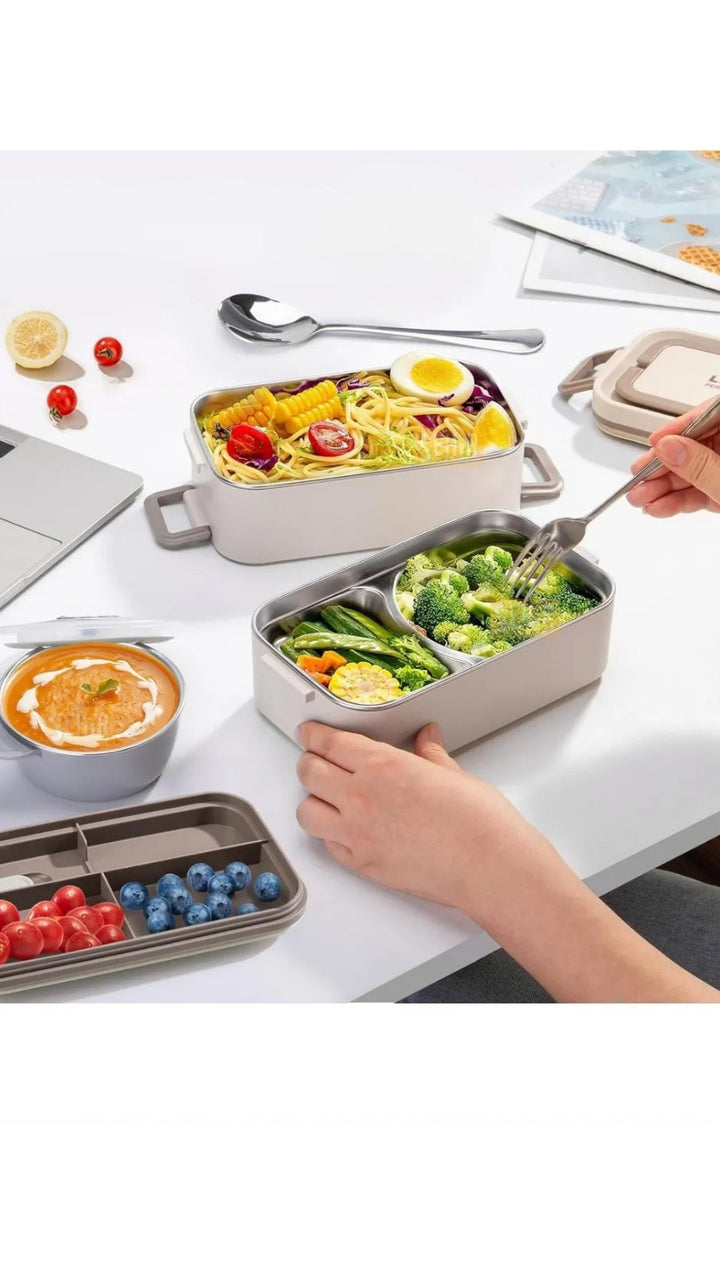 2000ml Lunchbox 2 Katlı 3 Bölmeli Mini Kaseli Yemek Kutusu - Şehir Online Mağazacılık