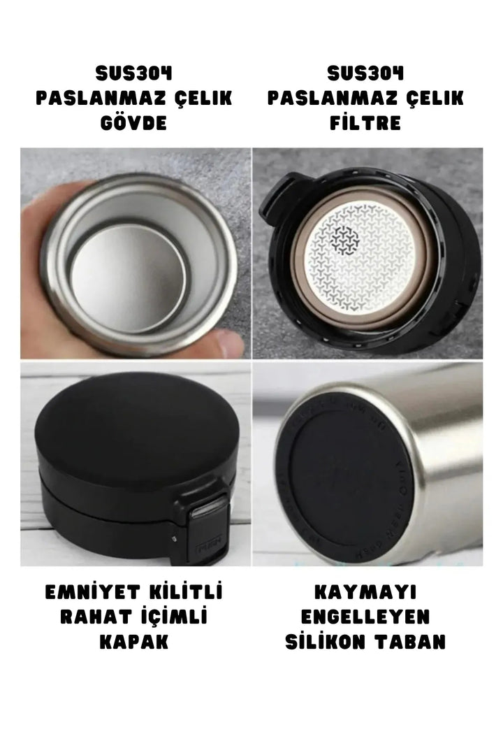 400ml Filtreli Paslanmaz Çelik Termos Kahve Mug - Şehir Online Mağazacılık