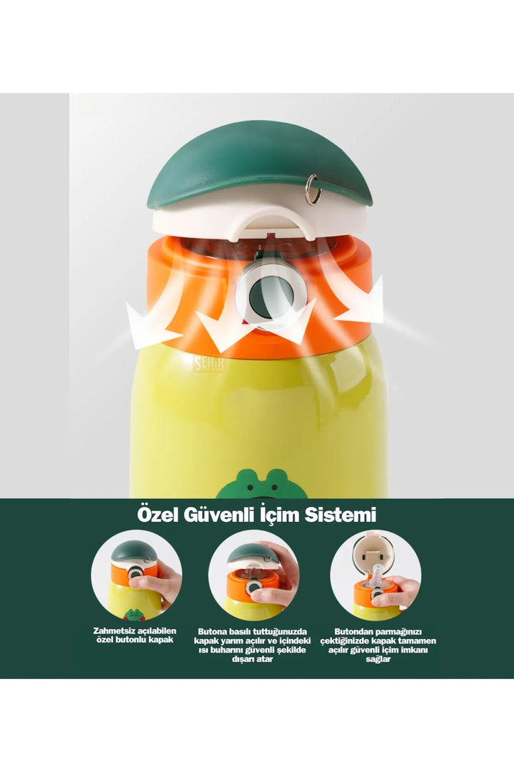 470ml Sevimli Hayvanlar Paslanmaz Çelik Çocuk Termos - Şehir Online Mağazacılık