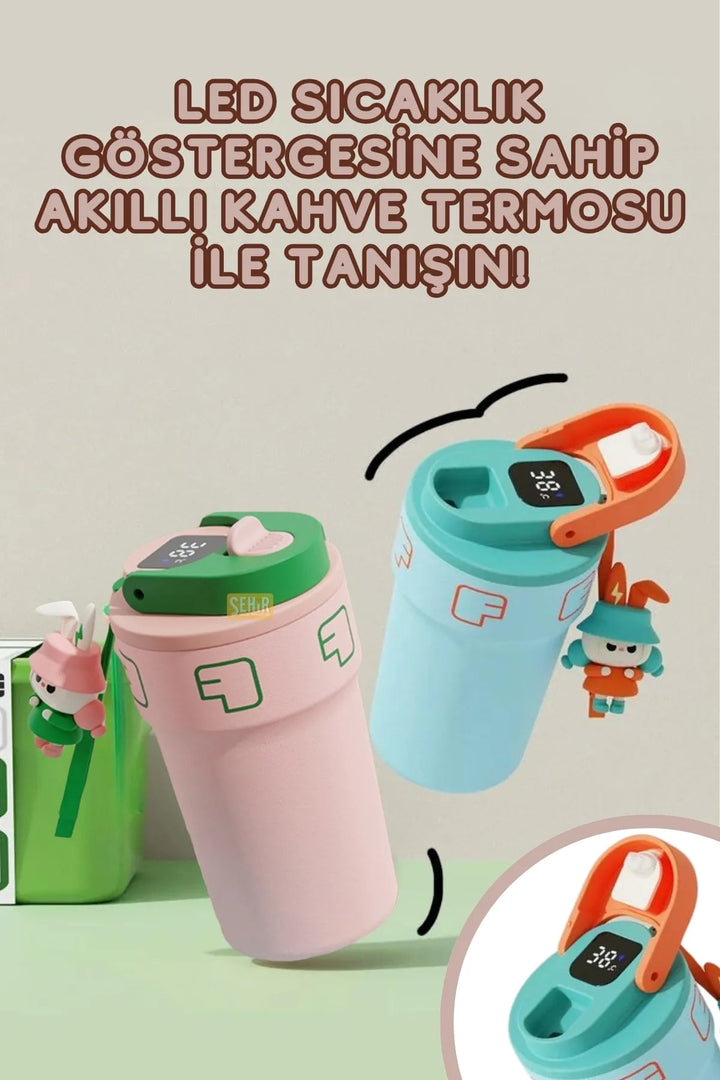 550ml LED Sıcaklık Göstergeli Paslanmaz Çelik Akıllı Termos Mug - Şehir Online Mağazacılık