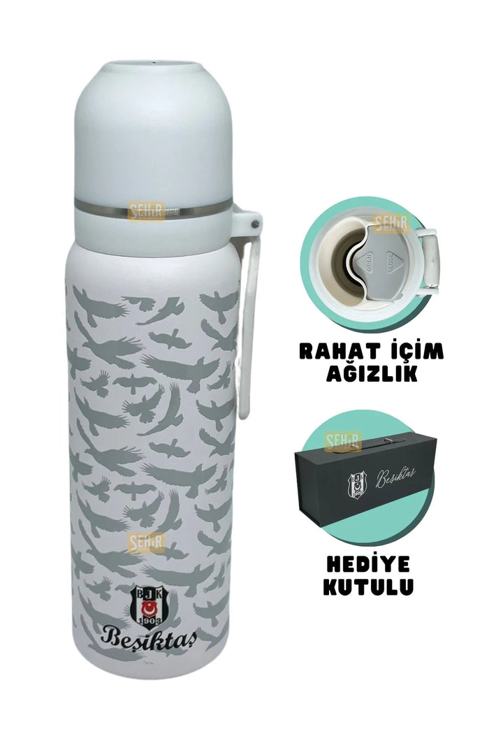 650ml Lisanslı Çift Katlı Paslanmaz Çelik Beşiktaşlı Termos - Şehir Online Mağazacılık
