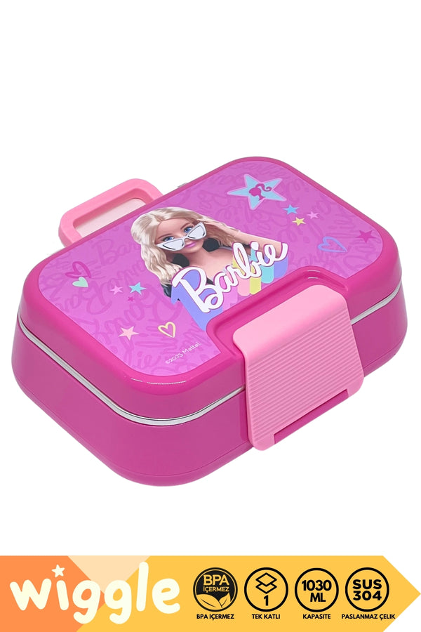 Wiggle Bento 1030ml Lunchbox Barbie Lisanslı Tek Katlı 2 Bölmeli Paslanmaz Çelik Sefer Tası Yemek Kutu