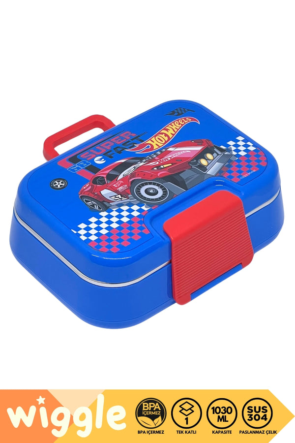 Wiggle Bento 1030ml Lunchbox HotWheels Lisanslı Tek Katlı 2 Bölmeli Paslanmaz Çelik Sefer Tası Yemek Kutu