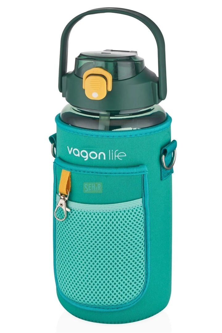 1500ml Sticker Hediyeli Kılıflı Şeffaf Matara - Şehir Online Mağazacılık