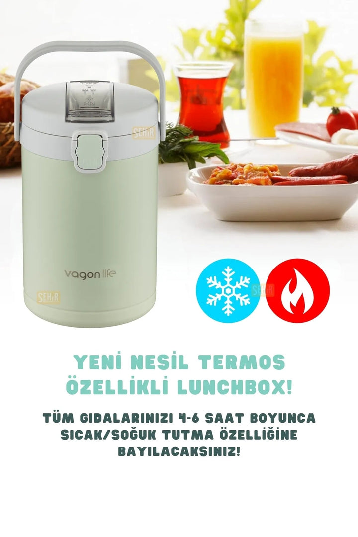 2100ml Lunchbox 3 Kaseli Termos Özellikli Yemek Kutusu - Şehir Online Mağazacılık