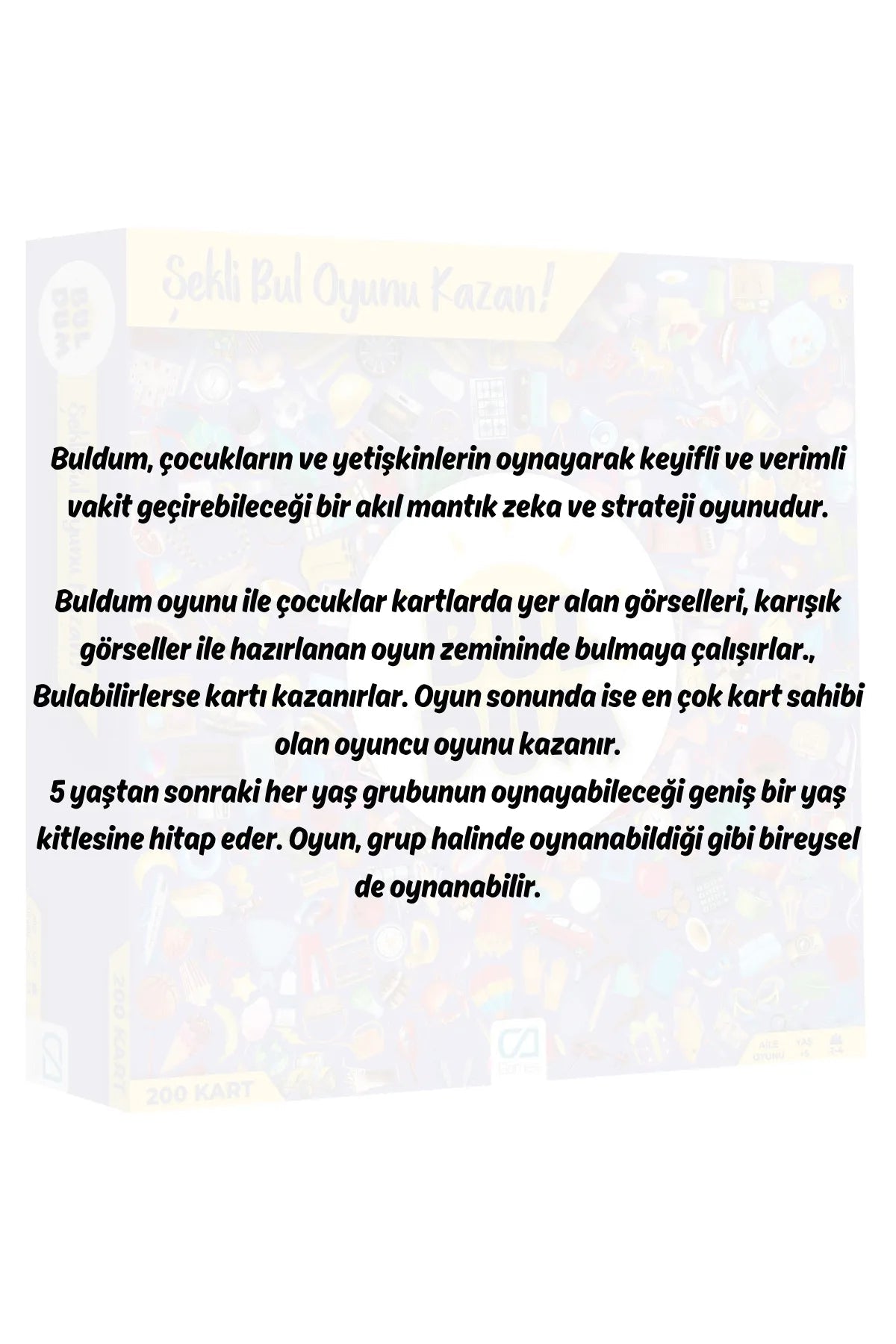 Buldum 200 Kartlı Çok Oyunculu Görsel Bulmaca Çocuk-Aile Kutu Oyunu - Şehir Online Mağazacılık