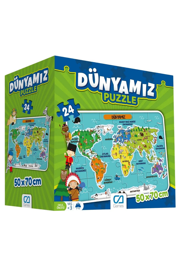 Dünyamız 24 Parça 50x70cm Çocuk Yer-Zemin Puzzle Yapboz Serisi - Şehir Online Mağazacılık