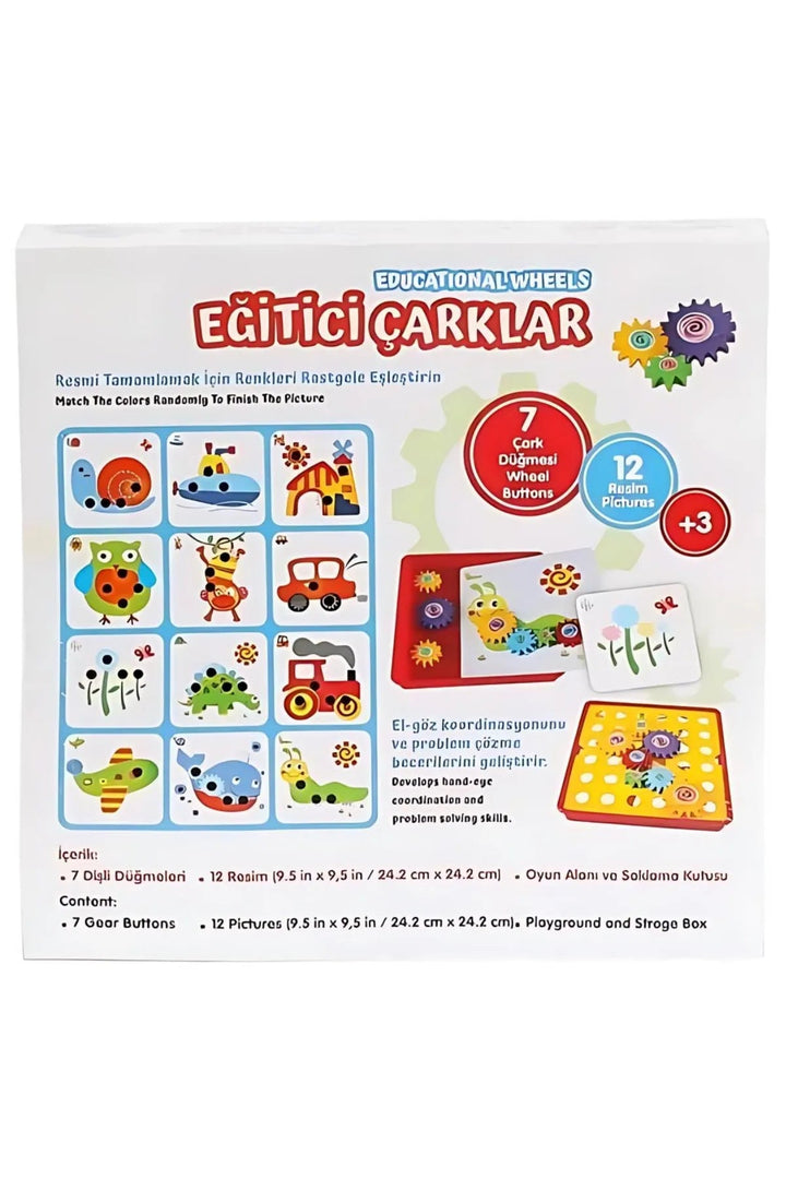 Eğitici Çarklar 3+ Yaş Çocuklar için 12 Resim 7 Çarklı Eğlenceli ve Eğitici Aktivite Oyunu - Şehir Online Mağazacılık