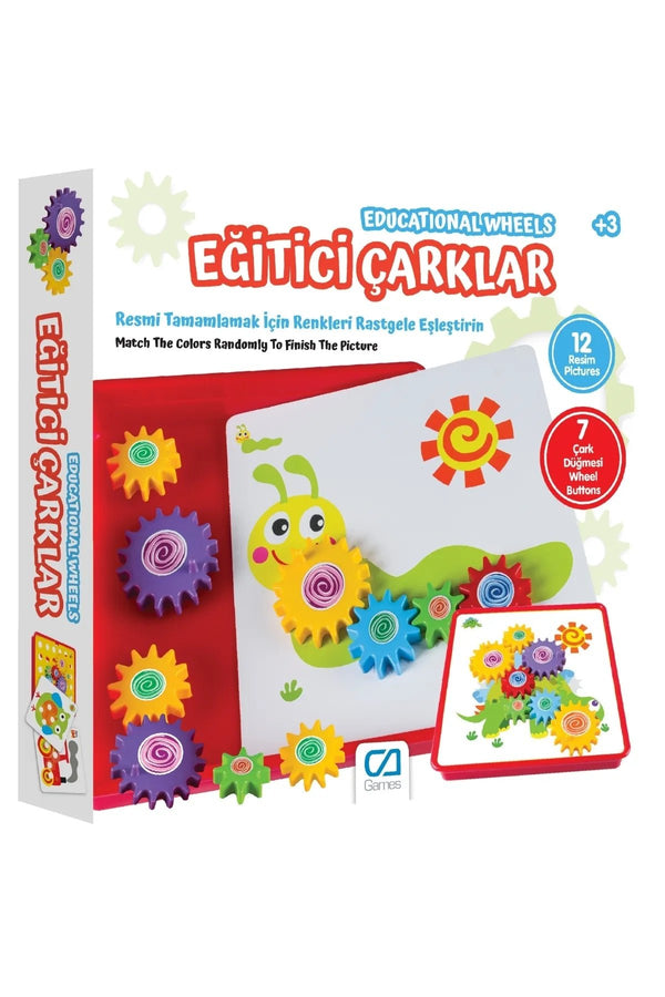 Eğitici Çarklar 3+ Yaş Çocuklar için 12 Resim 7 Çarklı Eğlenceli ve Eğitici Aktivite Oyunu - Şehir Online Mağazacılık
