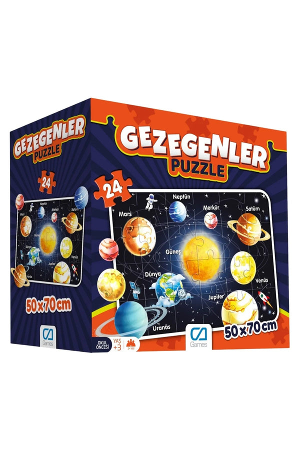 Gezegenler 24 Parça 50x70cm Çocuk Yer-Zemin Puzzle Yapboz Serisi - Şehir Online Mağazacılık