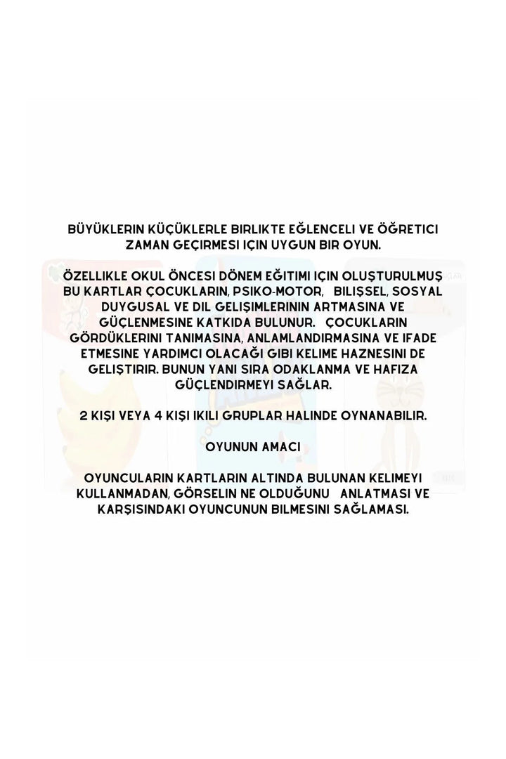 Haydi Anlat 60 Kartlı İpuçlu Eğitici Çocuk Oyun Kartları Aile Oyunu - Şehir Online Mağazacılık