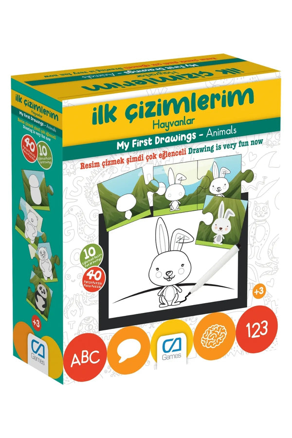 İlk Çizimlerim Hayvanlar Eğitici Yapbozlu Boyama - Etkinlik Oyunu - Şehir Online Mağazacılık