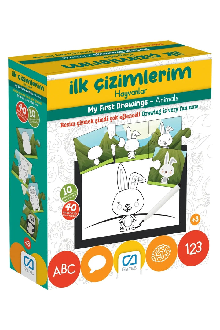 İlk Çizimlerim Hayvanlar Eğitici Yapbozlu Boyama - Etkinlik Oyunu - Şehir Online Mağazacılık