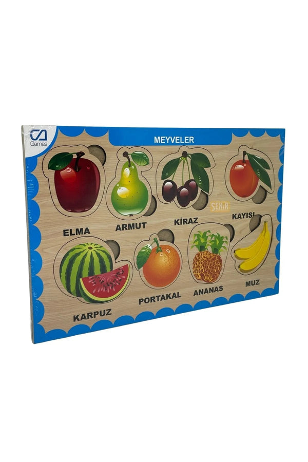 Meyveler Ahşap Çocuk Puzzle Yapboz Serisi - Şehir Online Mağazacılık