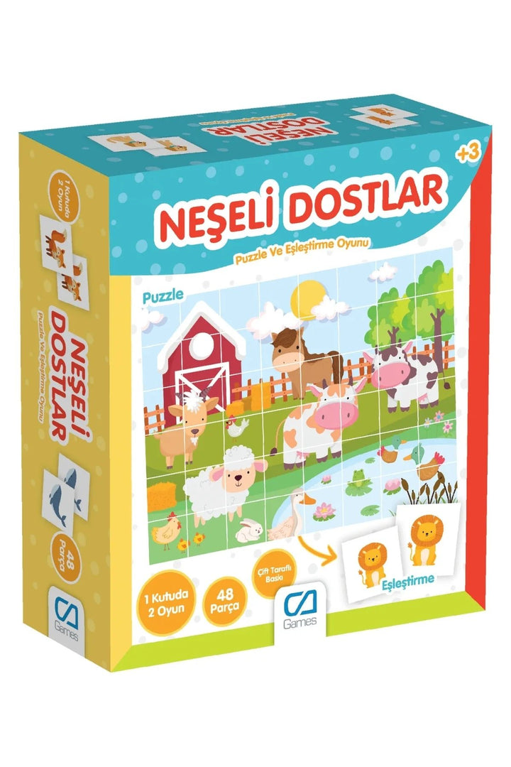 Neşeli Dostlar 48 Parça Eğitici-Eğlenceli Puzzle ve Eşleştirme Oyunu - Şehir Online Mağazacılık