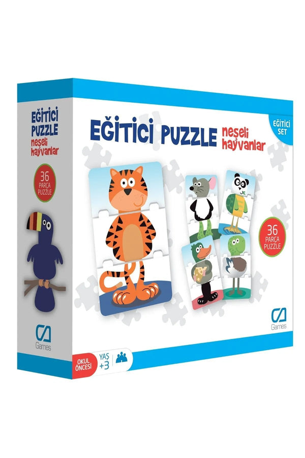Neşeli Hayvanlar 36 Parça Eğitici Çocuk Puzzle Yapboz Serisi - Şehir Online Mağazacılık