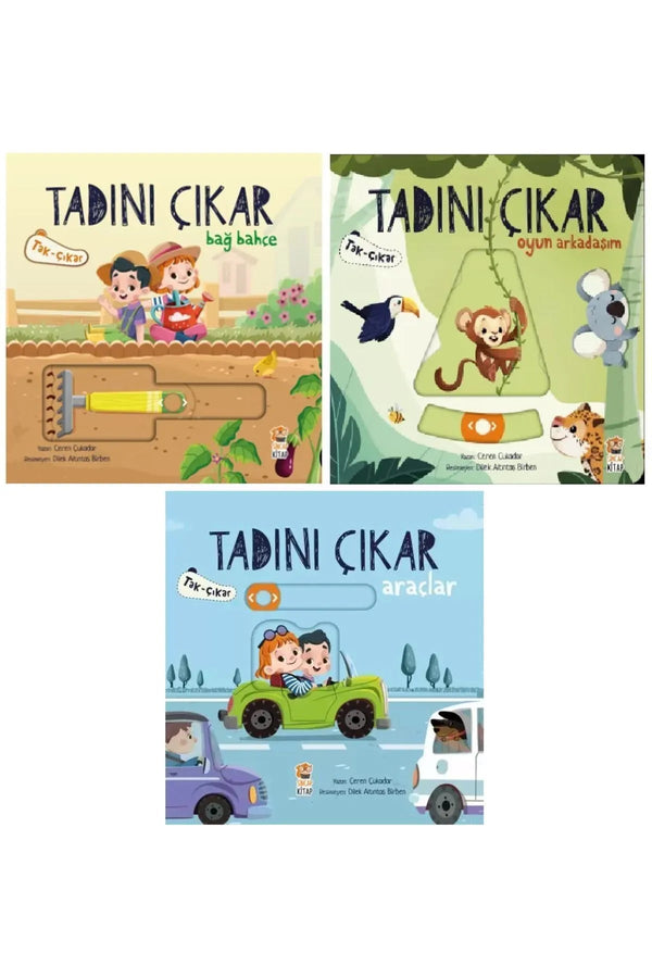 Tadını Çıkar Bağ Bahçe + Oyun Arkadaşım + Araçlar 3 Kitap Set (Hareketli Tak Çıkar Kitapları) (0-3 Yaş) - Şehir Online Mağazacılık