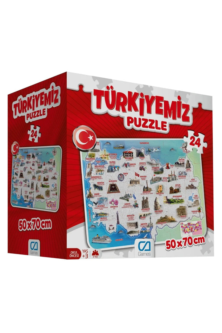 Türkiyemiz 24 Parça 50x70cm Çocuk Yer-Zemin Puzzle Yapboz Serisi - Şehir Online Mağazacılık