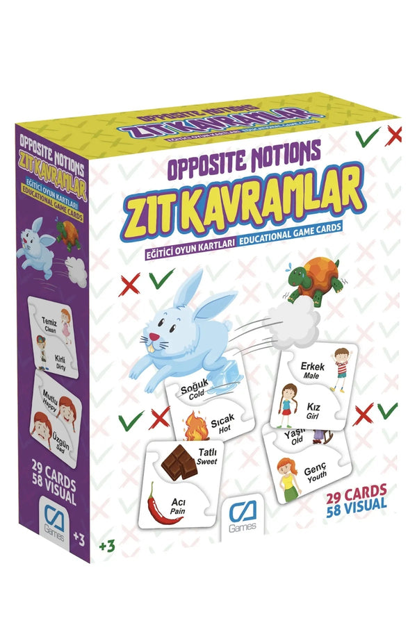 Zıt Kavramlar Türkçe-İngilizce Destekli Eğitici Çocuk Oyun Kartları - Şehir Online Mağazacılık
